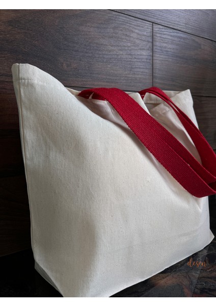 Gabardin Çanta Kırmızı Renk Saplı %100 Pamuk 260GR. Punch Nakışı ve Boyamaya Uygun