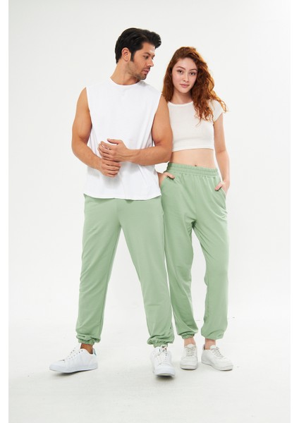 Unisex Yeşil Bol Kalıp Jogger Eşofman Altı Sweatpants modelleri