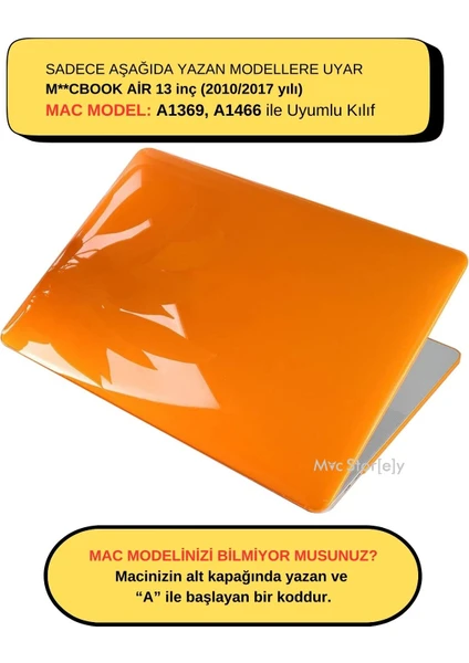 Macbook Air Kılıf 13 inç Parlak Kristal (Eski USB'li Model 2010-2017) A1369 A1466 ile Uyumlu