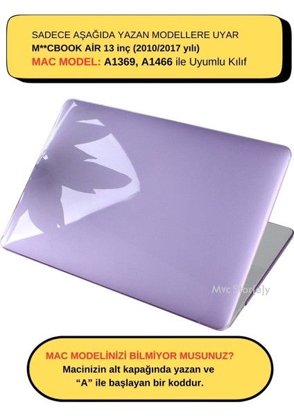 Macbook Air Kılıf 13 inç Parlak Kristal (Eski USB'li Model 2010-2017) A1369 A1466 ile Uyumlu