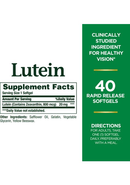 Lutein 20 Mg 40 Softgels