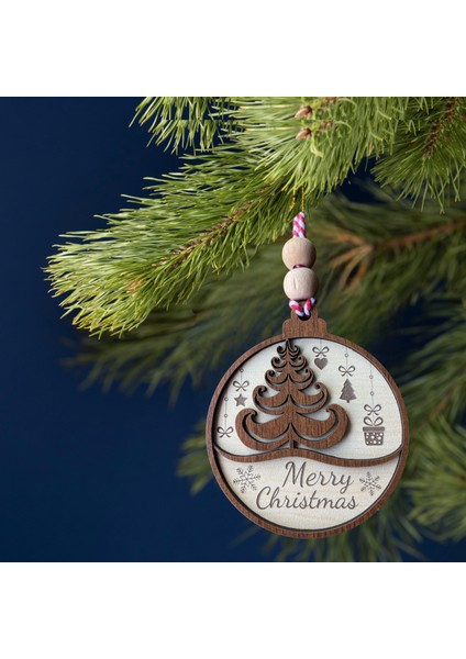 Merry Christmas Yazılı Iskandinav Tarzı Çam Ağacı Motifli Yılbaşı Ağaç Süsleri, Iskandinav Stili Çam Ağacı Desenli Yılbaşı Süsleri ve Merry Christmas Yazılı Ağaç Süsü modelleri