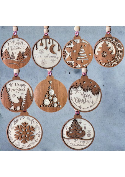 Merry Christmas Yazılı Iskandinav Tarzı Çam Ağacı Motifli Yılbaşı Ağaç Süsleri, Iskandinav Stili Çam Ağacı Desenli Yılbaşı Süsleri ve Merry Christmas Yazılı Ağaç Süsü fırsatları