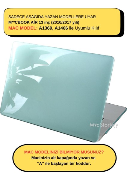 Macbook Air Kılıf 13 inç Parlak Kristal (Eski USB'li Model 2010-2017) A1369 A1466 ile Uyumlu