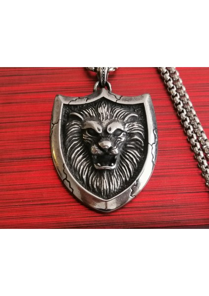 Paslanmaz Çelik Kabaratma Desen Aslan Kolye / Kral Kolye indirimleri