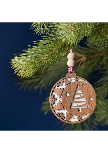 Iskandinav Tarzında Çam Ağacı Ailesi, Yıldızlar ve Kar Taneleri Içeren Yılbaşı Çam Ağacı Süsü, Nordik Stil Yeni Yıl Ağaç Dekorasyonu Süsü fiyatları