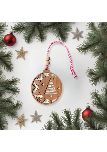 Iskandinav Tarzında Çam Ağacı Ailesi, Yıldızlar ve Kar Taneleri Içeren Yılbaşı Çam Ağacı Süsü, Nordik Stil Yeni Yıl Ağaç Dekorasyonu Süsü modelleri