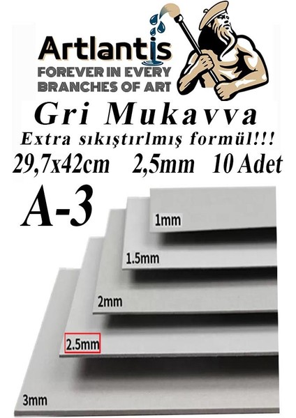 A3 Mukavva Gri 2.5 mm 10 Adet 1 Paket 29.7 x 42 cm A - 3 Mukavva 2 5 mm Kalınlığında A - 3 Mukavva