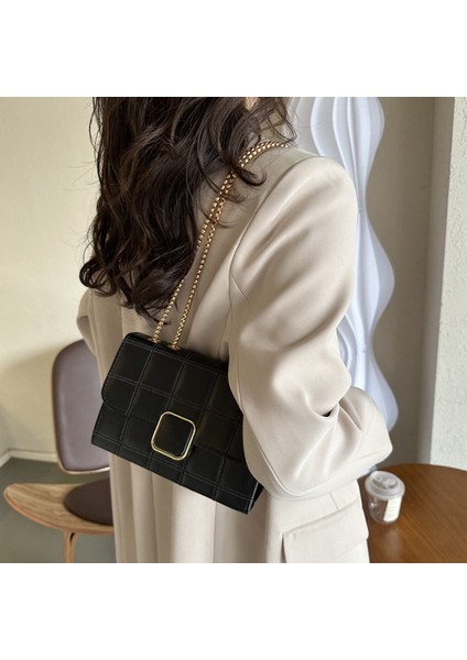 Kabartmalı Kareli Omuz Çantası Zincir Banliyö Tarzı Kadınlar Için Crossbody Küçük Kare Çanta (Yurt Dışından) fırsatları