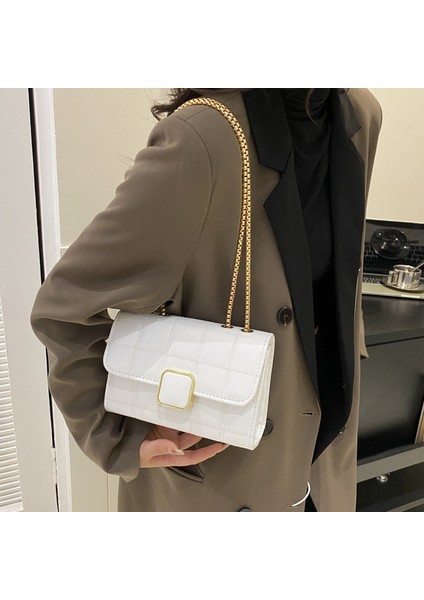 Kabartmalı Kareli Omuz Çantası Zincir Banliyö Tarzı Kadınlar Için Crossbody Küçük Kare Çanta (Yurt Dışından) fiyatları