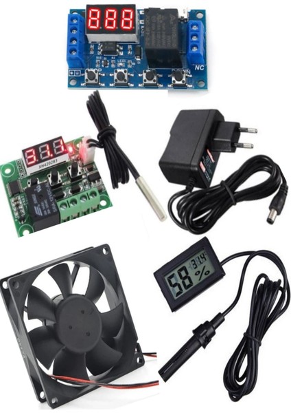 5 Li Set Kuluçka Makinesi Termostadı, Zaman Modülü, Kuluçka Fanı, Kuluçka Nem Ölçer, Adaptör