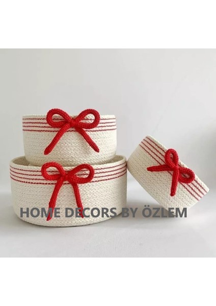 3'lü Sepet Yeniyıl Yılbaşı Noel Dekoratif Düzenleyici Organizer Dekorasyon Mutfak Banyo Hasır Sepet