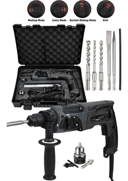 Assur Plus Extra Güçlü Metal Şanzıman Profesyonel Kırıcı Delici Hilti Matkap 850 W Siyah