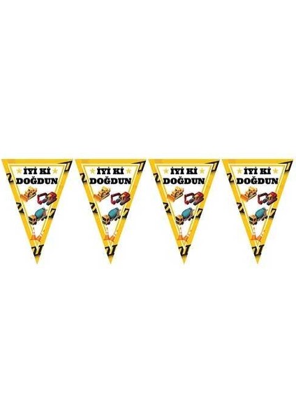 Inşaat Teması Iyi Ki Doğdun Bayrak Afiş