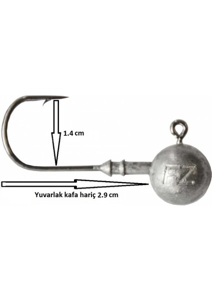 Ball Jig Head No:2/0 Iğneli 7gr Zoka (5 Adet)