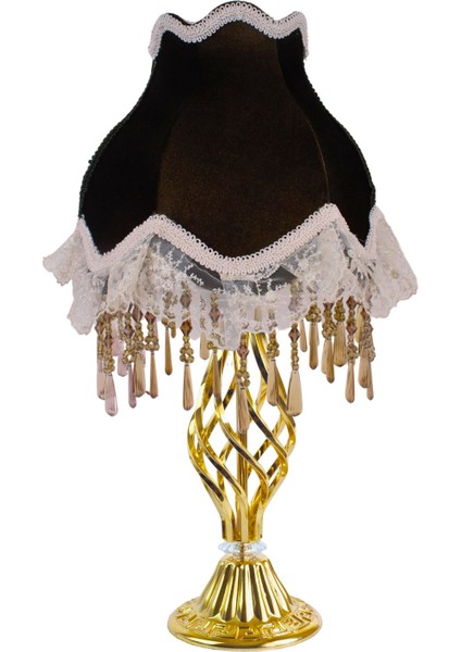 Haki Yeşil Kadife Kaplı Vintage Abajur Gold Kaplama Metal Ayak 30X50CM AB1004