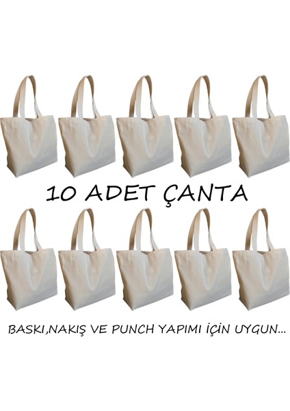 Gabardin Çanta 10'lu Paket %100 Pamuk 260GR. Punch Nakışı ve Boyamaya Uygun fiyatları