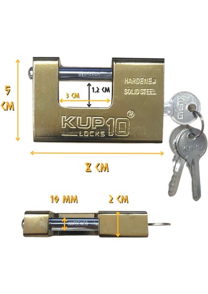 Kupa Kayar Milli Asma Kilit Sarı 80 Mm.