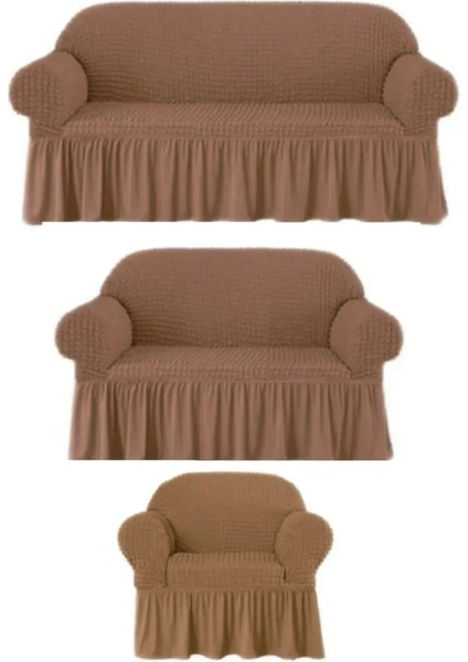 Bürümcük Kumaş 3+2+1 Koltuk, Kanepe, Çekyat Takım Örtüsü. Lastikli, Esnek, Yıkanabilir Koltuk Kılıfı