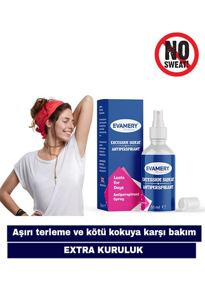 Terleme Önleyici Antiperspirant Sprey Iz Bırakmaz - Gün Boyu Kuruluk El Ayak ve Koltuk Altı 50 ml