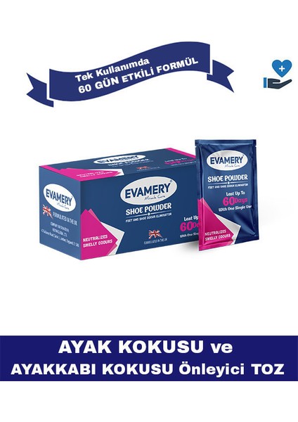 Ayakkabı - Ayak Kokusu Önleyici Toz - 1 Kutuda 10 Adet - Tek Kullanımda 60 Güne Kadar Etkili