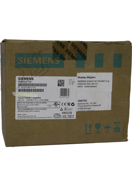 6SL3210-5BB13-7UV0 Sınamıcs V20 0,37KW 2,3A