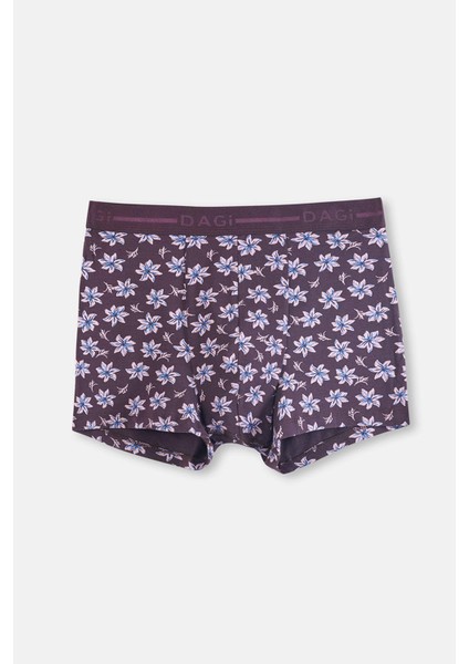 Kahverengi 5210 3'lü Pamuk Desenli Boxer