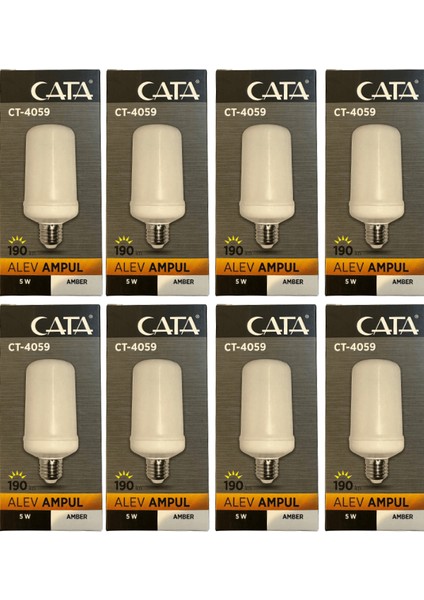 CT-4059 5W (Amber Işık) E27 Duylu LED Alev Ampul (8 Adet)