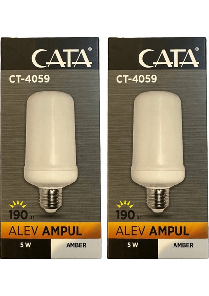 CT-4059 5W (Amber Işık) E27 Duylu LED Alev Ampul (2 Adet)