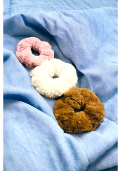 Kadın 3 Adet Peluş Lastik Toka