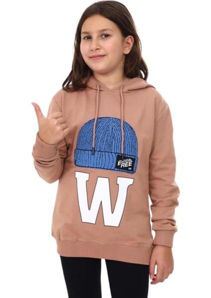 Çocuk Bere Baskılı ve Işlemeli Kapüşonlu Sweatshirt indirimleri