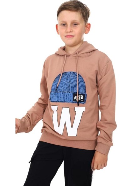 Çocuk Bere Baskılı ve Işlemeli Kapüşonlu Sweatshirt fırsatları