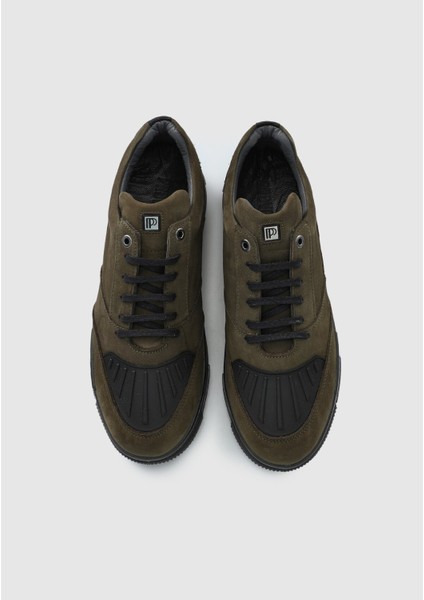 Haki Deri Erkek Sneaker