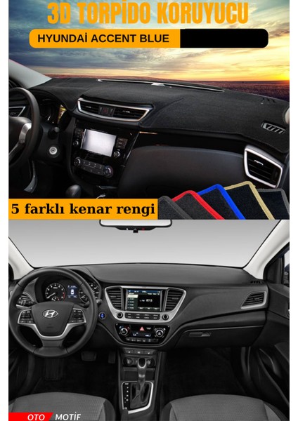 Hyundai Accent Blue 3D Torpido Koruyucu Kılıf - Ön Göğüs Kaplama