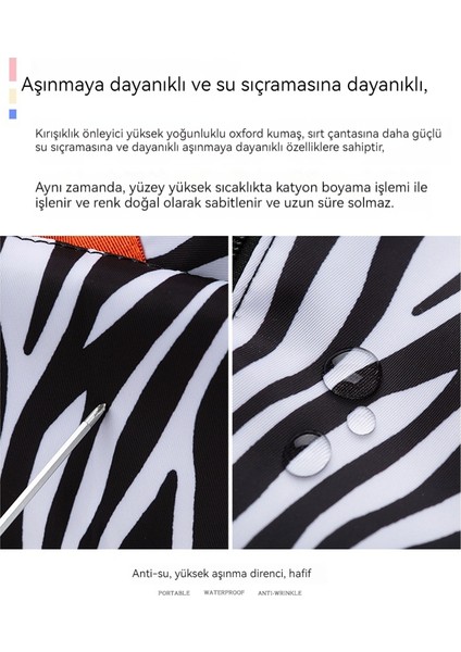 Zebra Desenli Seyahat Büyük Kapasiteli Yüzme ve Spor Çantası (Yurt Dışından)