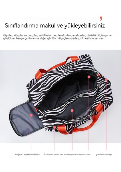 Zebra Desenli Seyahat Büyük Kapasiteli Yüzme ve Spor Çantası (Yurt Dışından)