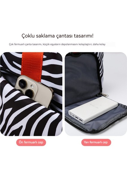 Zebra Desenli Seyahat Büyük Kapasiteli Yüzme ve Spor Çantası (Yurt Dışından)