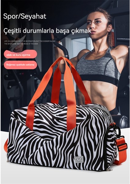 Zebra Desenli Seyahat Büyük Kapasiteli Yüzme ve Spor Çantası (Yurt Dışından)