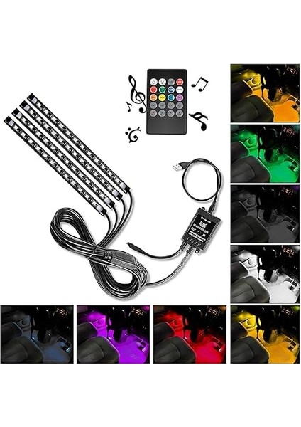 Araba LED Ortam Işığı Modifiye Araba Uygulaması Ortam Işığı Araba Cep Telefonu Bluetooth Dekoratif Işık (72 Işık) (Yurt Dışından) indirimleri