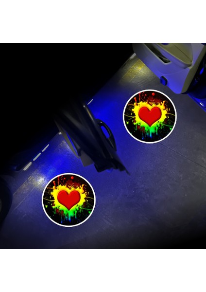 LED Çift Algılamalı Araba Kapısı Karşılama Işığı Projeksiyon Gece Atmosferi Dekoratif Spot Indüksiyon Anahtarı (2 Adet) (Yurt Dışından)