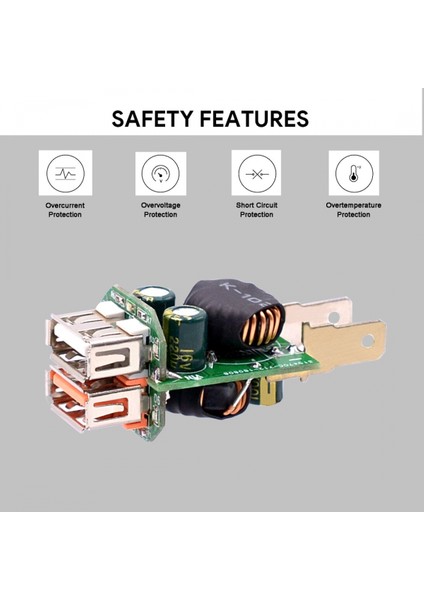 Niversal Araba Qc3.0 Çift Bağlantı Noktalı USB Şarj Aleti Güç Çıkışı Adaptörü 5V 2.4A IP66, 60CM Kablo ile (Yurt Dışından) fırsatları