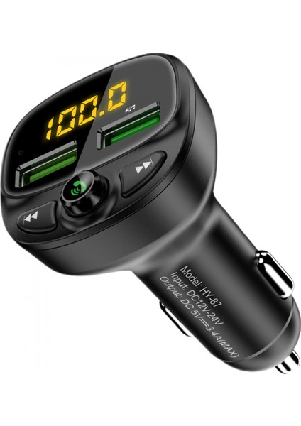 Bluetooth Fm Verici Araç Şarj Cihazı Araba Bluetooth Müzik Çalar Siyah + 4'ü 1 Arada Veri Kablosu (Yurt Dışından)