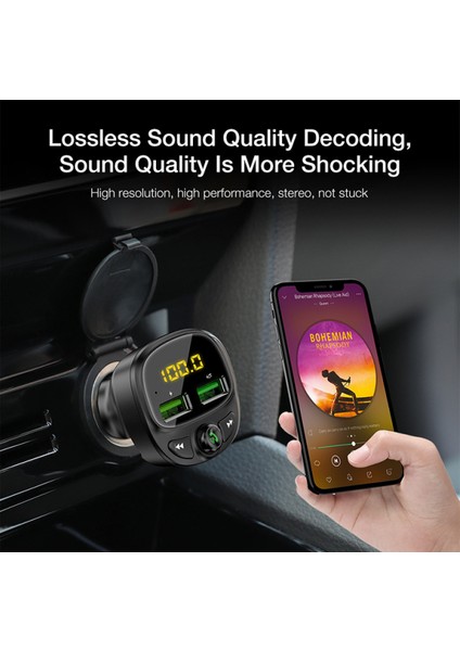 Bluetooth Fm Verici Araç Şarj Cihazı Araba Bluetooth Müzik Çalar Siyah + 4'ü 1 Arada Veri Kablosu (Yurt Dışından) modelleri