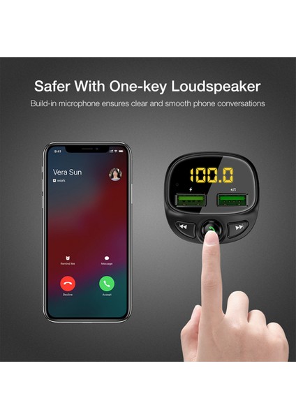 Bluetooth Fm Verici Araç Şarj Cihazı Araba Bluetooth Müzik Çalar Siyah + 4'ü 1 Arada Veri Kablosu (Yurt Dışından) fırsatları