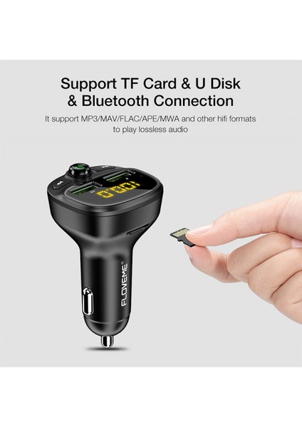 Bluetooth Fm Verici Araç Şarj Cihazı Araba Bluetooth Müzik Çalar Siyah + 4'ü 1 Arada Veri Kablosu (Yurt Dışından) indirimleri
