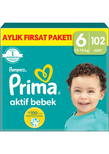 Aktif Bebek, Bebek Bezi 6 Numara, 102 adet