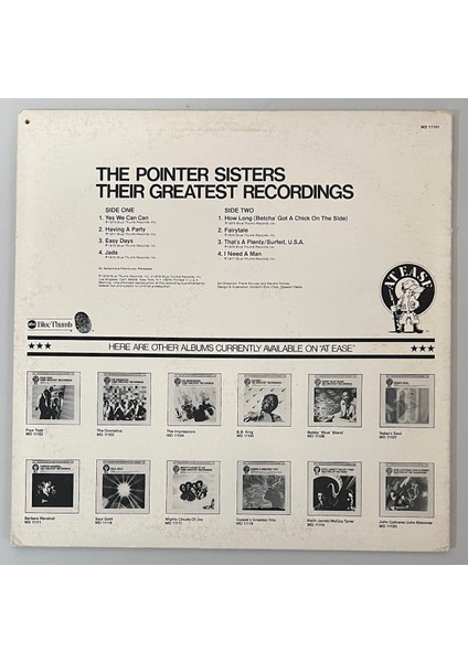 Pointer Sisters Their Greatest Recordings Lp Plak (Orjinal 1978 Dönem Avrupa Baskı)