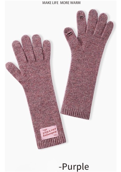 Sonbahar ve Kış Örme Yün Eldivenler Kadınlar Için Açık Soğuk Döküm Dokunmatik Ekran Sıcak Yün Eldivenler (Yurt Dışından)