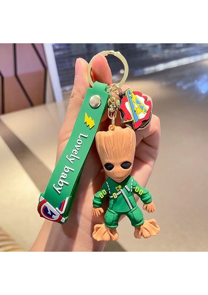 Little Tree Man Groot Karikatür Anahtar Bebeği Kolye Araba Keychain Sevimli Anahtar Bebek Kolye (Yurt Dışından)