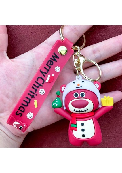 Çilek Ayı Sevimli Anahtarlık Kolye 3D Bebek Çanta Kolye Noel Sevimli (Yurt Dışından)